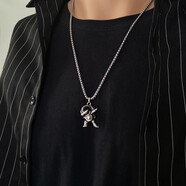 龍騎士 hiphop復古宇航員男士項鏈潮流配飾潮嘻哈ins風(fēng)小眾飾品鈦鋼鏈子 吊墜+60CM鏈子