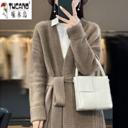 啄木鳥（TUCANO）羊毛開衫女 中長款麻花毛衣開衫外套女韓版時尚休閑慵懶風加厚 駝色 L 建議110-120