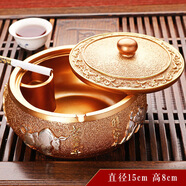 思澤諾復古煙灰缸創(chuàng  )意個(gè)性帶蓋大號中式家居辦公室裝飾品擺件佛系工藝品 五牛圖-金色 煙灰缸