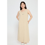 獨(dú)束微胖大碼女裝氣質(zhì)時(shí)尚顯瘦通勤風(fēng)簡(jiǎn)約U領(lǐng)遛彎連衣裙 卡其色 2XL (尺碼：4)