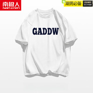 南極人（Nanjiren）美式字母印花重磅純棉T恤男夏季潮牌簡(jiǎn)約街頭痞帥感短袖上衣服潮 白色 M 適合80-100斤