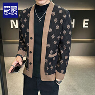羅蒙針織衫男士針織中長(cháng)款開(kāi)衫秋冬中青年春季新修身氣質(zhì)開(kāi)衫外套保暖 黑色 KSA32398 XL