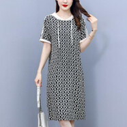 賽曼蝶夏天帶帽短袖衛衣裙女連帽印花短袖連衣裙中長(cháng)款寬松顯瘦休閑運動(dòng) 圖片色 XL