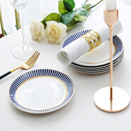 瑞玖 自由組合盤(pán)碗DIY西式骨瓷碗碟套具配套湯鍋湯勺自選餐具碗盤(pán) 深藍之戀6英寸月光盤(pán)