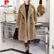 皮爾卡丹（pierre cardin）皮毛一體2025新款羊剪絨大衣女中長(zhǎng)款顆粒毛羊羔毛皮草外套 泰迪熊色 兩面穿修身款 S