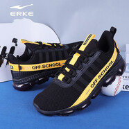 鴻星爾克（ERKE）【斷碼淸倉】跑步鞋男輕便減震氣墊鞋網(wǎng)面透氣老爹鞋 正黑/太陽(yáng)橙 39
