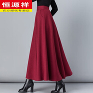 恒源祥品牌女裝2025秋冬新款百搭格子毛呢半身裙女高腰A字長(cháng)裙大擺舞裙 酒紅色 2XL
