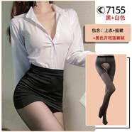 職業(yè)裝女裝套裝時(shí)尚氣質(zhì)性感職業(yè)裝女裝套裝斬制服性 感內(nèi)衣書OL教師包臀裙情器大碼情卻套裝 【【套裝【上衣+短裙】+黑連褲】】 【【S】】