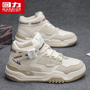 回力男鞋秋季2025新款高幫休閑板鞋青少年跑步運動(dòng)厚底增高防滑籃球鞋 米卡其 40