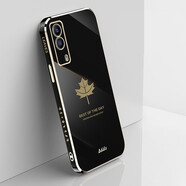 品美廉 VIVO Y53s手機(jī)殼保護(hù)套 vivo y53s楓葉直邊電鍍軟殼全包防摔硅膠殼 適用于 經(jīng)典黑+鋼化膜