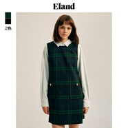 ELAND衣戀春季連衣裙女圓領(lǐng)學(xué)院風(fēng)A字版型背心連衣裙 獵人綠(62)Hunter S