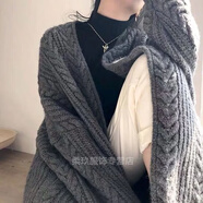 韋戒女士開衫毛衣小個子新款中長款韓國慵懶風(fēng)復(fù)古麻花外套秋冬寬松眾 灰黑色毛衣（普通版） XL
