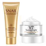 一枝春蝸牛潔面乳保濕補水控油學(xué)生面部護膚 組合2【洗面奶+素顏霜】