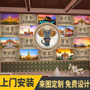 西里爾泰國風(fēng)情背景墻紙SPA按摩館裝修東南亞風(fēng)格餐廳墻面裝飾泰式壁紙 無(wú)縫加厚纖維布/平