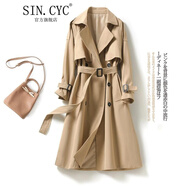 SIN.CYC卡其色風(fēng)衣女中長款春秋季韓版氣質(zhì)寬松復(fù)古英倫風(fēng)收腰外套女 卡其色 L 120-130斤