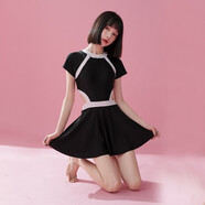 黛岱泳衣女夏2025新款保守小胸聚攏遮肚顯瘦連體裙式學(xué)生海邊溫泉泳裝 2029裙式短袖 M (身高150-160cm，80-100斤)