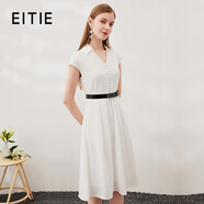 愛(ài)特愛(ài)（EITIE）氣質(zhì)OL時(shí)尚收腰連衣裙翻領(lǐng)顯瘦夏季新款裙子女裝7007741 亮白10 S 155