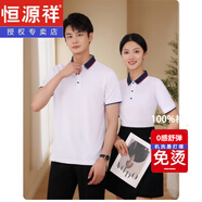 恒源祥定制工作服夏季男士純色polo短袖夏裝冰絲t恤男重磅速干衣半袖男 白色 S