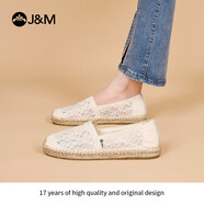 快樂瑪麗（J&M）漁夫鞋女夏季平底鏤空透氣懶人通勤一腳蹬單鞋子女 白色 40 