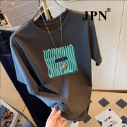 JPN香港潮牌正肩短袖T恤女2024夏季新款時(shí)尚百搭洋氣減齡顯瘦打底衫 棕灰色【UN】 S