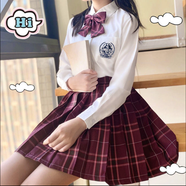 唐努烏（Tang Nu wu）【8件套】少女JK制服百褶格裙襯衫校服正半身學(xué)院風(fēng)短裙子女學(xué)生 沙華格裙套裝 XS 【65-75斤】