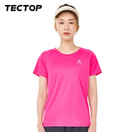 探拓（TECTOP）圓領(lǐng)短袖T恤男士運動戶外夏季輕薄透氣快干上衣女情侶款t恤 女款玫紅色 L