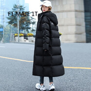 F1MAJE1T高端設計師品牌羽絨服女加厚過(guò)膝長(cháng)款冬季新款超厚高檔白鴨絨外套 黑色 女 9988 XS 【建議體重90-100斤】
