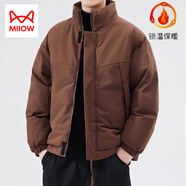 貓人（MiiOW）美式簡約男士棉衣秋冬新款休閑棉服潮牌百搭面包服保暖棉襖子外套 深咖色 M