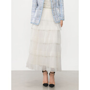 百絲法式純色蛋糕半身裙2024冬季新品蕾絲日系溫柔簡(jiǎn)約氣質(zhì)長(cháng)裙女 白色 M