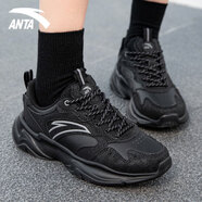 安踏（ANTA）女鞋運動鞋子女冬季小千禧百搭白鞋老爹鞋女休閑鞋軟底緩震跑步鞋 黑（皮面） 35.5