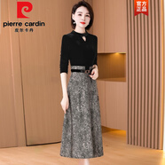 皮爾卡丹（pierre cardin）金絲絨連衣裙女2025新款春秋冬季長(cháng)袖高貴貴夫人時(shí)尚假兩件裝 灰色-春秋款連衣裙女長(cháng)袖高檔端 XL 適合116-125斤