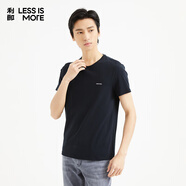 利郎輕時(shí)尚男裝【單向?qū)瘛縏恤男LOGO印花短袖內(nèi)搭打底衫Q4QNY202 黑色 L (175)