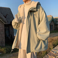 魄克羊羔絨外套男士冬季新款棉衣潮流炸街痞帥寬松情侶連帽羊羔毛棉服 WT5214-綠色（外套） 2XL 【推薦145-165斤】