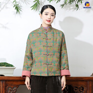 MGRRXINU秋冬新款真絲花羅香云紗孕棉衣新中式復古改良寬松棉服中國風(fēng)加棉 花色 M (寬松版型)