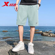 特步（XTEP） 運(yùn)動(dòng)褲短褲男褲子夏季男士休閑中褲跑步服黑色速干短褲五分褲男 碧水綠-帶拉鏈 5XL /200