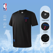 NBA官方夏季男女情侶哈利伯頓運(yùn)動(dòng)t恤戶外寬松短袖速干衣籃球服上衣 哈登/速干T恤（黑色） L