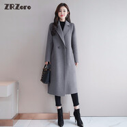 Z.R.Zoro品牌雙面羊毛大衣女中長款2025秋冬季新款修身流行高端毛呢外套女 灰色 L （110-120斤）