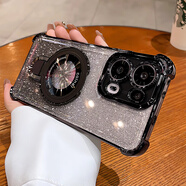 波沃姆 閃粉帶支架適用opporeno13新款手機(jī)殼opporeno14鏡頭全包reno11pro防摔氣囊reno910高級(jí)678硅膠殼 【深空黑+閃粉卡】金屬磁吸支架*超強(qiáng)氣囊防摔 OPPO Ren