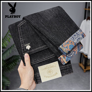 花花公子牛仔褲男士高端歐美2025新款修身直通小腳潮流百搭休閑長褲子潮牌 298黑色【單條裝】 31