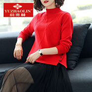 俞兆林（YUZHAOLIN）新款半高領(lǐng)加厚毛衣女秋冬季短款寬松韓版百搭針織打底 紅色 常規(guī) L