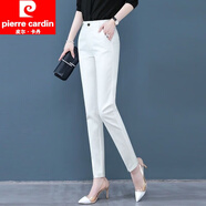 皮爾卡丹（pierre cardin）女士褲子春夏新款高腰百搭顯瘦前開叉小腳九分西裝褲女小個(gè)子直筒 白色九分褲【高端面料】 L 建議100-110斤