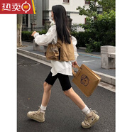 含蕊黑色五分牛仔短褲女潮流百搭秋季新款高腰顯瘦彈力緊身毛邊騎行褲 黑色 26 碼【84-92斤】