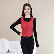 帕威索羽絨服馬甲女內穿輕薄修身內膽百搭小背心保暖貼身坎肩2025新款冬 酒紅色--羽絲 L (165) 建議91-105斤