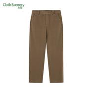 布景休閑褲女厚款2024冬季新品簡(jiǎn)約通勤純色彈力高腰褲子長(cháng)褲5606 咖啡色 M