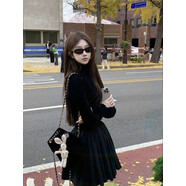 蘭伶坊赫本風(fēng)黑色氣質(zhì)修身蓬蓬連衣裙女裝秋季內搭短裙子a字顯瘦公主裙 黑色短裙優(yōu)質(zhì)版 S 高級感穿搭小個(gè)子歐美裙子姐姐裙超好看連衣裙連身裙