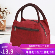 暢印2021布包女帆布手提包小包防潑水便當包多拉鏈女包新款媽媽買菜包 拉鏈牛仔酒紅