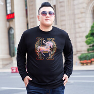 畢蒙胖子350斤特大9XL加肥加大t恤長(zhǎng)袖300斤超大碼男裝400斤打底衫 黑色 7XL（270-300斤）