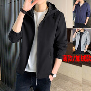 凡純春秋冬衣多穿三防夾克修身款短外套男士連帽飛行員定制棒球服1208 1208黑色 XL