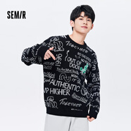 森馬（Semir）森馬針織衫男春時(shí)尚簡約毛衫韓系簡約休閑打底毛衣 B款-黑色 L