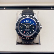 【二手99新】百年靈男表 超級海洋系列 自動(dòng)機械帶夜光潛水運動(dòng)休閑高端奢侈品腕表 44表徑黑盤(pán)膠帶A17367D71B1S1